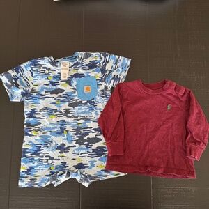 Bundle Carhartt Baby Boy Camouflage Romper, Polo Ralph Lauren Long Sleeve Shirt